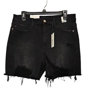 NWT Judy Blue Black Distressed Stretch Jean Shorts XL
